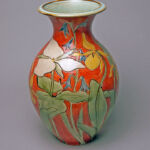 Hand-painted vase by Gills Rock Pottery, circa 2016